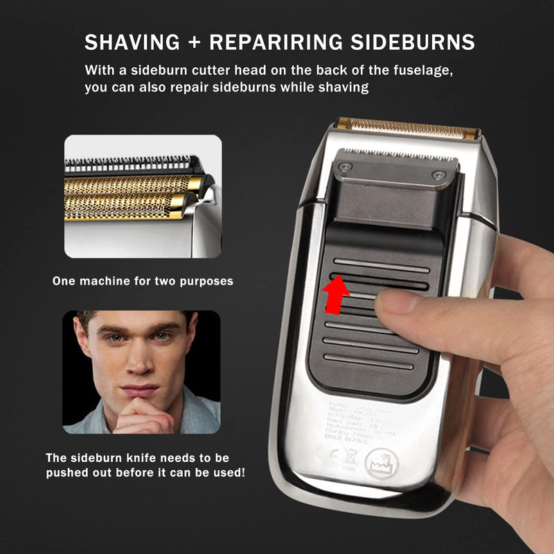 [Australia] - KEMEI Electric Razors for Men, LCD Display Cordless Men's Razors, USB Rechargeable with Pop-up Beard Trimmer Best Worldwide Travel Gift, Model KM 2028, Silver 
