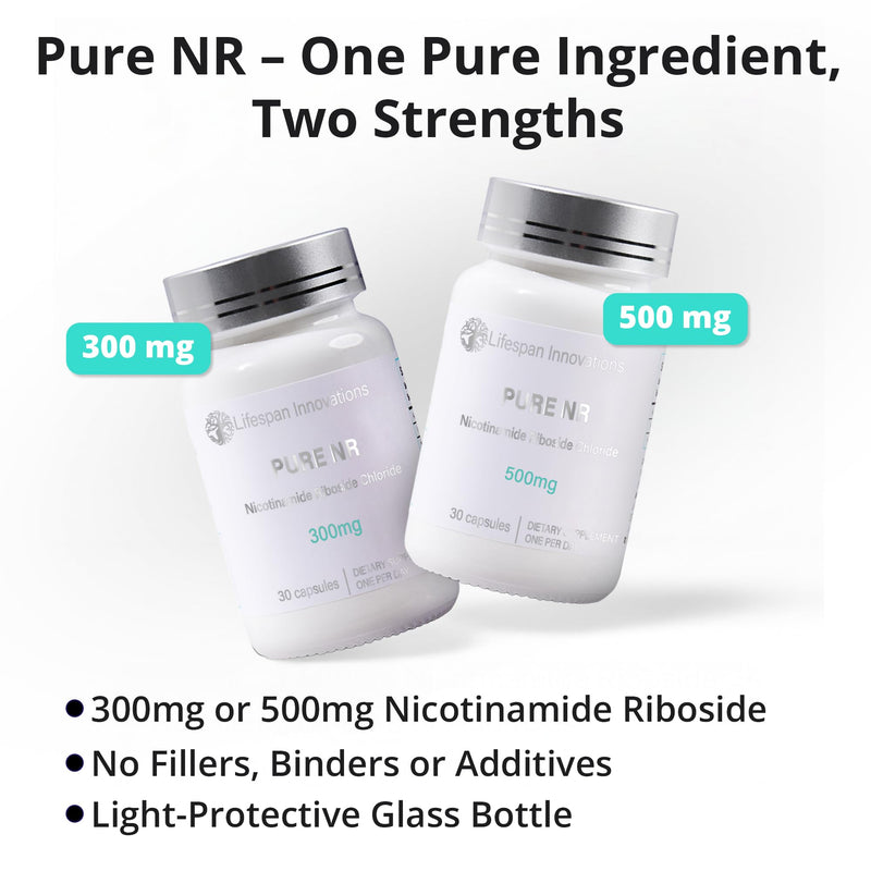 Lifespan Innovations Pure NR Nicotinamide Riboside 300mg - Single Ingredient Supplement - Supports NAD⁺ Levels, Cellular Energy & Healthy Aging. No Fillers or Binders. 30 Capsules, Glass Bottle 300MG - 30 Count