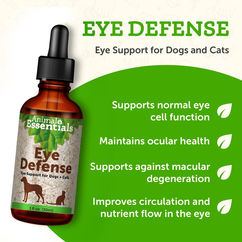 Animal Essentials Eye Defense for Dogs & Cats - Eye Support, Ocular Health, Lutein-Rich Formula, Herbal Blend, Bilberry, Calendula - 1 Fl Oz 1 fl oz (30 ml) (Pack of 1) - PawsPlanet Australia