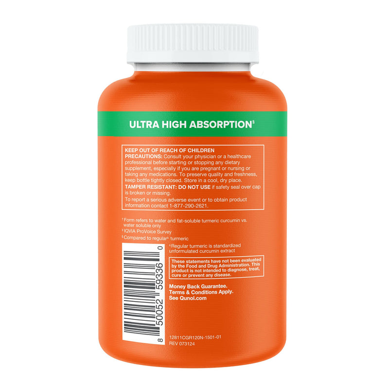 [Australia] - Qunol Turmeric and Ginger Capsules, 1000mg Turmeric Supplement, Ultra High Absorption to Support Joint Health, #1 Doctor Recommended Form of Turmeric Curcumin, 120 Count (Pack of 1) 120 Count (Pack of 1) 