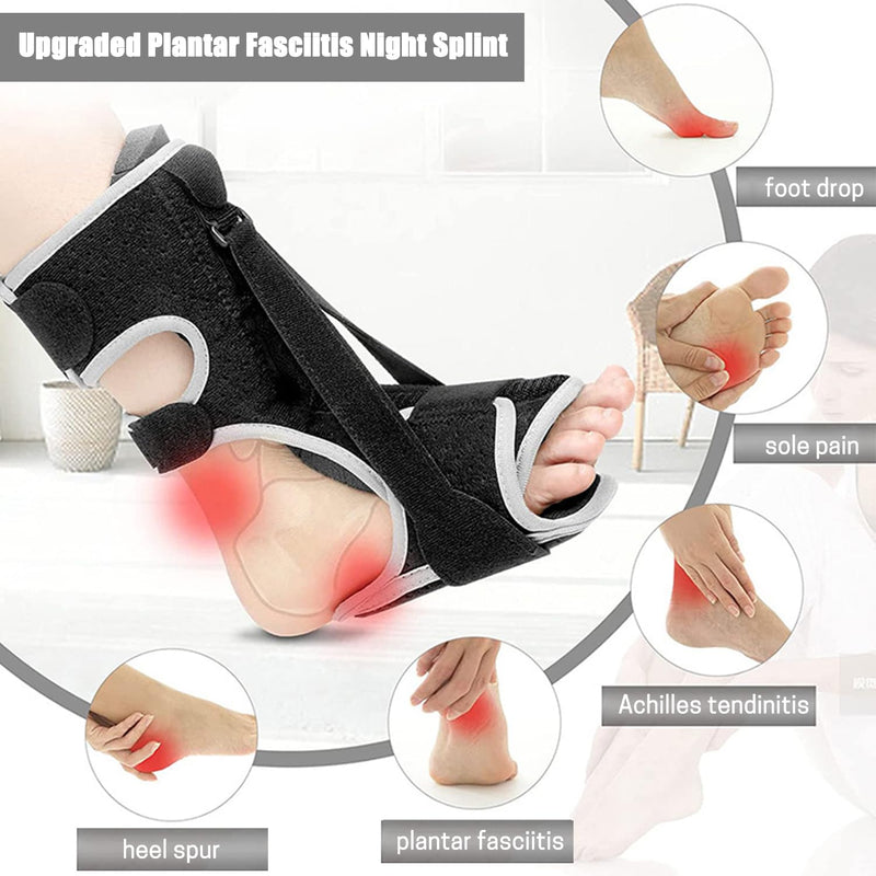 [Australia] - Plantar Fasciitis Night Splint: 2025 Adjustable Upgraded Planters Facetious Relief Brace Plantar Fasciitis Relief Achilles Tendonitis Night Splint for Plantar Fasciitis(black-A) black 