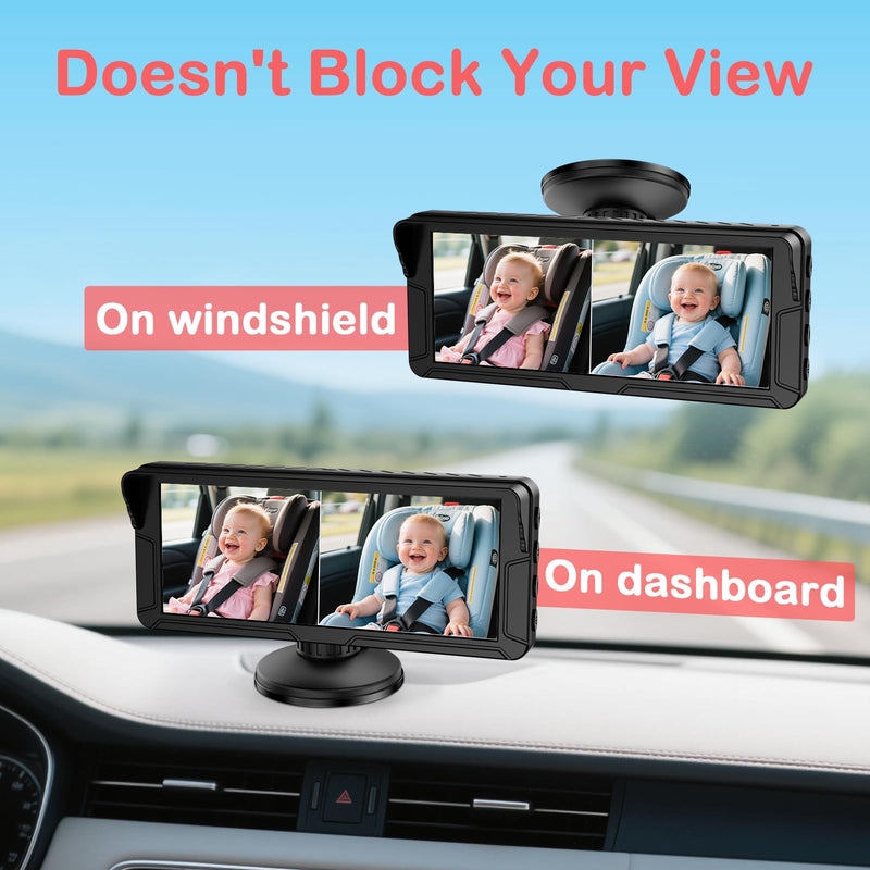 [Australia] - Dual Baby Car Camera for 2 Kids – 6.9” Split Screen Ultrawide HD Display with 2 Cameras, IR Night Vision, Easy Installation, Dual Car Camera Baby Monitor for Infant & Toddler Safety by Fodkh 