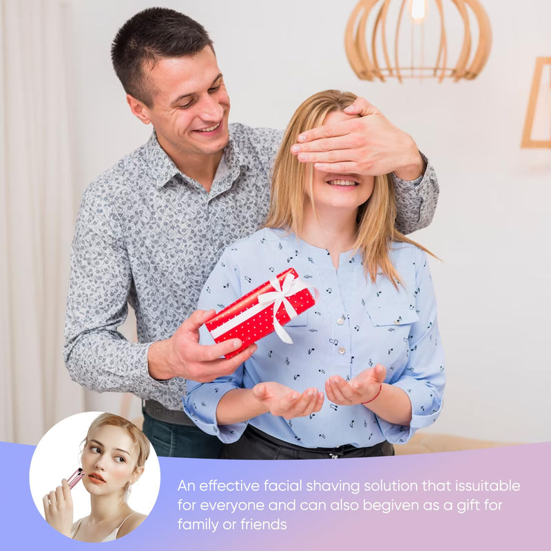 [Australia] - Facial Hair Removal for Women- as Seen on TV Painless Face Shaver -Painless Womens Facial Hair Remover with 2 Replacement Heads, Lipstick-Sized, USB Rechargeable（Rose Gold） rose-gold 