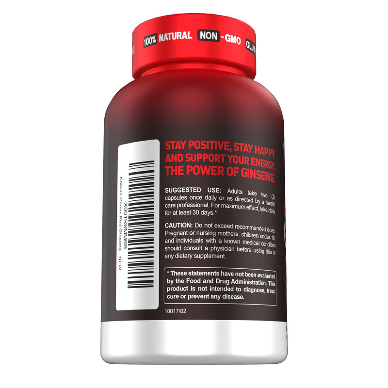 [Australia] - Herbtonics Korean Red Panax Ginseng 1500mg - High Potency Ginseng for Energy, Performance & Immune Support for Men & Women - Ginseng Root Extract Powder Supplement for Focus and Vitality -120 Capsules 120 Count (Pack of 1) 