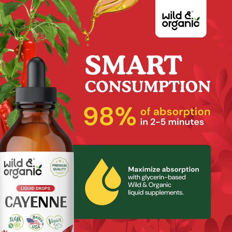 [Australia] - Wild & Organic Cayenne Pepper Tincture - Digestive Support with Capsaicin Extract - Cayenne Pepper Liquid Drops for Overall Well-Being - Vegan, Sugar & Alcohol-Free - 4 fl oz 4 Fl Oz (Pack of 1) 