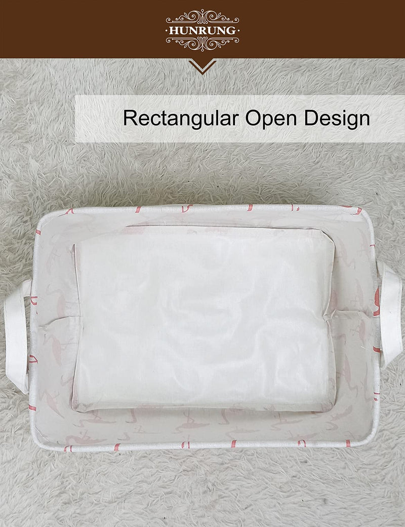 [Australia] - HUNRUNG Rectangle Storage Basket Cute Canvas Organizer Bin for Pet/Children Toys, Books, Clothes Perfect for Rooms/Playroom(Rectangle Flamingo) Rectangle Flamingo 