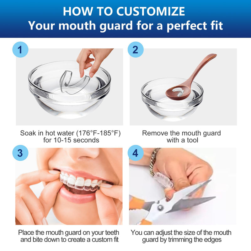 [Australia] - Mouth Guard for Grinding Teeth at Night with 12 Cleaning Tablets, Night Guards for Teeth Grinding, Mouthguards for Grinding of Teeth, Mouth Guard for Clenching Teeth at Night 