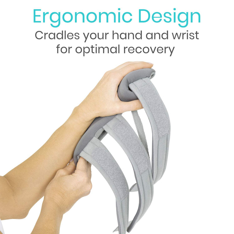 Vive Resting Hand Splint (Left) (w/ Rehab Video App) - Night Immobilizer Wrist Finger Brace - Thumb Stabilizer Wrap - for Arthritis, Tendonitis, Carpal Tunnel Pain - Functional Support for Sprains Fractures (Medium) Medium Left Hand