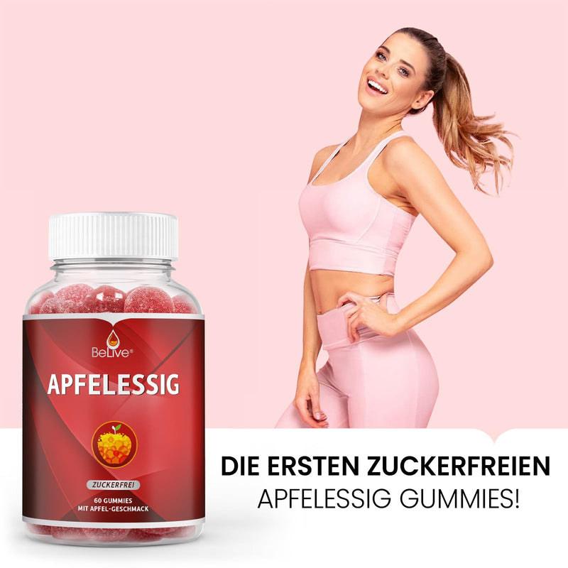 [Australia] - BeLive Apple Cider Vinegar Apple Cider Vinegar Gummies - 60 pieces, sugar-free, support detoxification, cleansing & digestion. Delicious, vegan, keto friendly, non-GMO, gluten free 