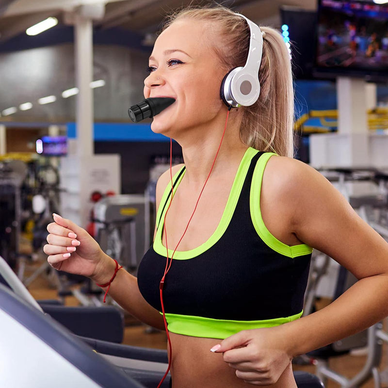 [Australia] - Breathing Trainer with Adjustable Resistance | Portable Respiratory Trainer with High-Grade Silicone | Compact Lung Exercise Device | Easy to Clean (Black) Black 
