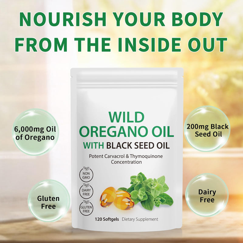 2 Pack Oregano Oil Supplement, Oil of Oregano Softgels