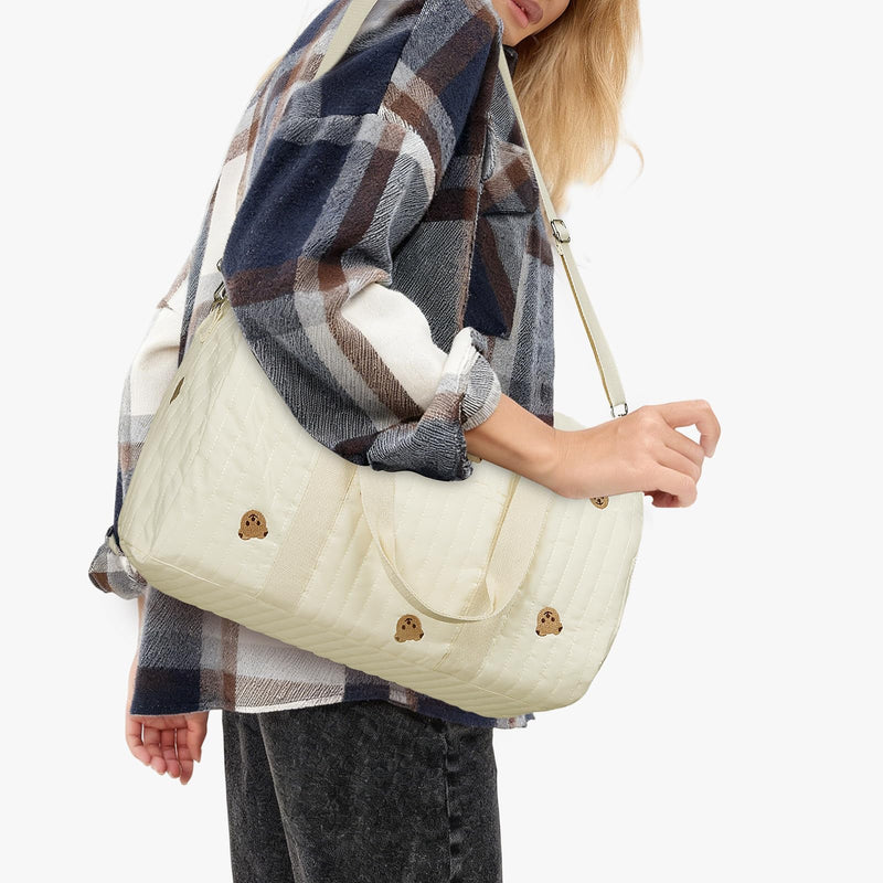 Quilted Duffle Bag for Women Teddy Bear Duffel Bags for Travel Cute Weekender Bags Baby Hospital Bag M-bear