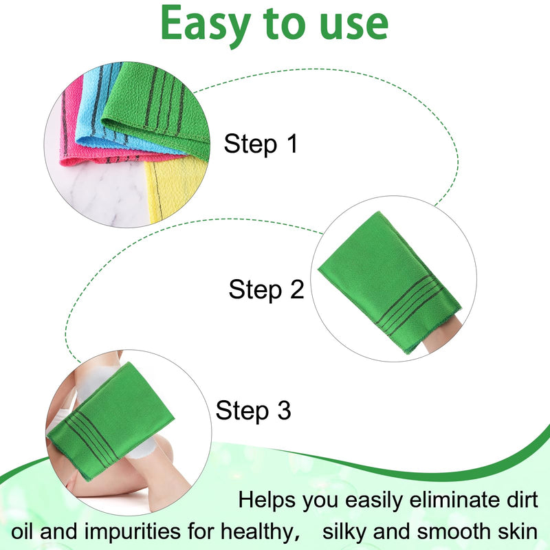 [Australia] - WLLHYF Korean Exfoliating Gloves 12 Pack Body Exfoliating Glove Colorful Reusable Bath Washcloth Italy Towel for Deep Cleansing Dead Dry Skin Cells Multicolor B 