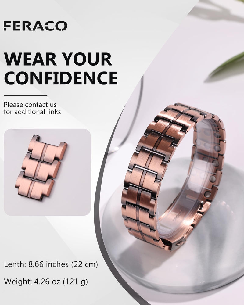 [Australia] - Feraco Copper Bracelet for Men 3X Strength,Magnetic Therapy Bracelet Copper Jewelry with Powerful 3800 Gauss Magnets Classic Pattern 