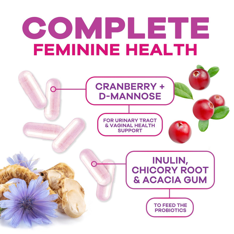 Probiotics for Women 100 Billion CFU Per Serving - 16 Unique Strains, Prebiotics Cranberry & Lactobacillus, PH Balance, Digestive & Gut Health, Vaginal & Immune Support Women's Probiotic, 120 Capsules 120 Count (Pack of 1)