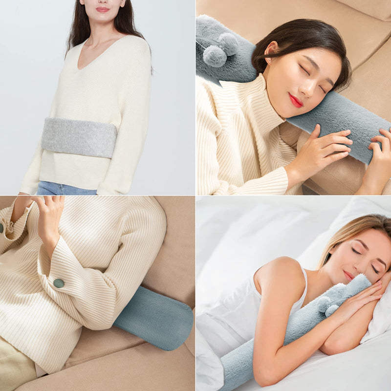 [Australia] - Homealexa Long hot water bottle with soft cover 2 liters, hot water bottle bed bottle, hose hot water bottle for back, neck, shoulder and abdomen, large hot water bottle 73 x 13cm, neck hot water bottle A-gray 