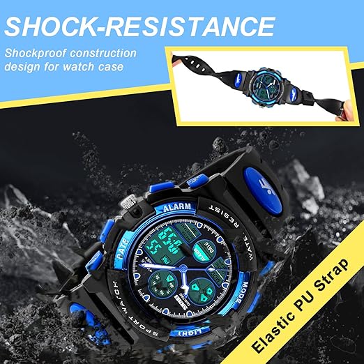 Kids Watches for Boys Girls, Multi Function Waterproof Outdoor Sports Digital Learning Wrist Watch Birthday Gifts for Children Age 5-12 Blue(5-9 yrs)