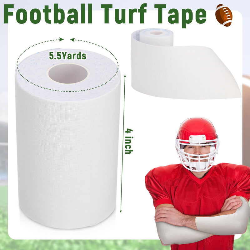 Jenaai 2 Roll Football Turf Tape 33ft Extra Wide Athletic Waterproof Sport Ultra Sticky Turf Tape for Arm Football Kinetic Bandage for Athletic Sport Protects from Burn(White) White