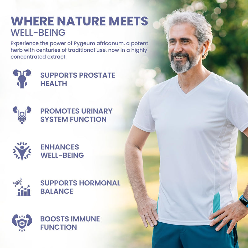 Pygeum Africanum 5,000mg Equivalent | High Strength 250mg 20:1 Bark Extract (13% Phytosterols) | 180 Vegan Capsules | Men's Daily Wellbeing | GMP & 3rd Party Lab Tested