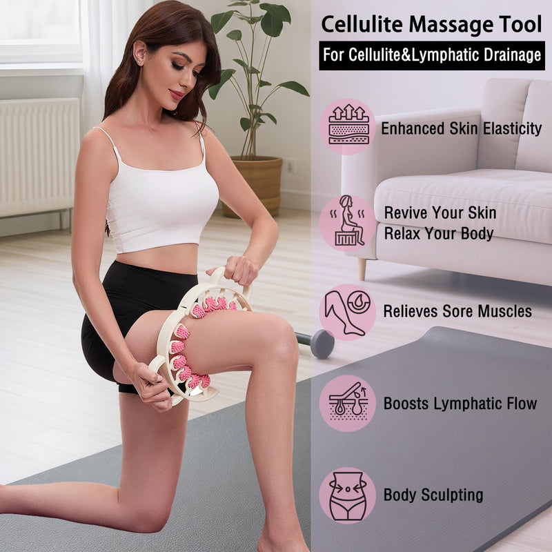 [Australia] - Anti-Cellulite Massage Roller, Lymphatic Drainage Massager Roller, Fascia Roller for Legs, Thighs, Waist, Buttocks, Deep Tissue Massage Roller for Legs, Pain Relief, Body Sculpting, Anti-Cellulite 