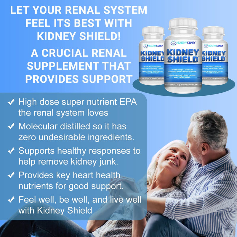 Kidney Shield Support Omega 3 Kidney Cleanse Kidney-D Supplement Vitamin D Bundle