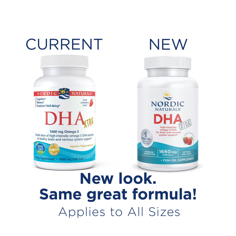 [Australia] - Nordic Naturals DHA Xtra, Strawberry - 60 Soft Gels - 1660 mg Omega-3 - High-Intensity DHA Formula for Brain & Nervous System Support - Non-GMO - 30 Servings 60 Count (Pack of 1) 