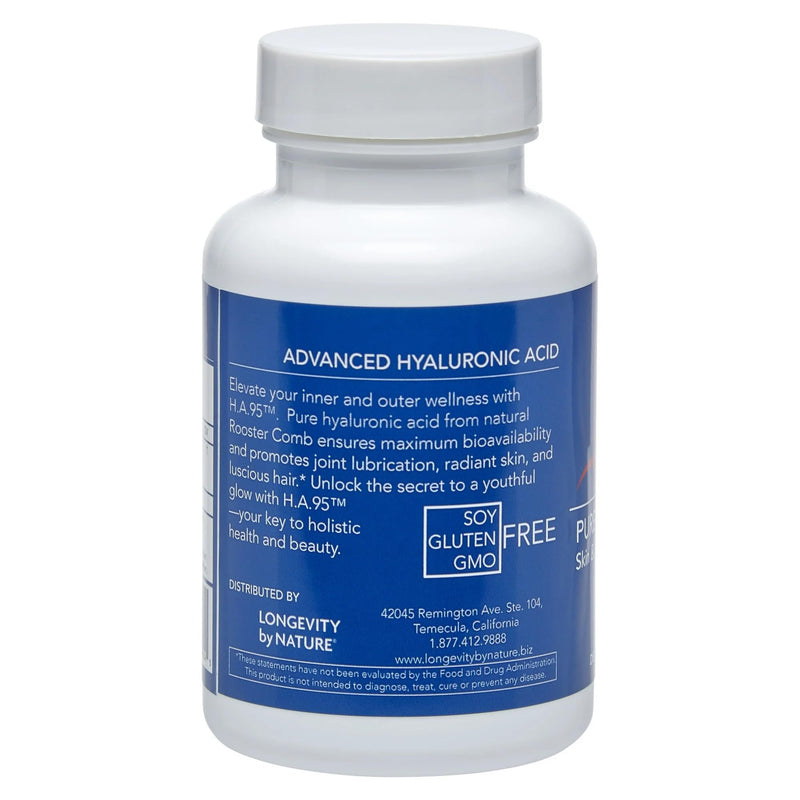 [Australia] - Longevity by Nature H.A.95 Hyaluronic Acid Supplements, Antioxidant, Skin Hydration, Eye, Joint, Natural Rooster Comb, 60 Capsules 