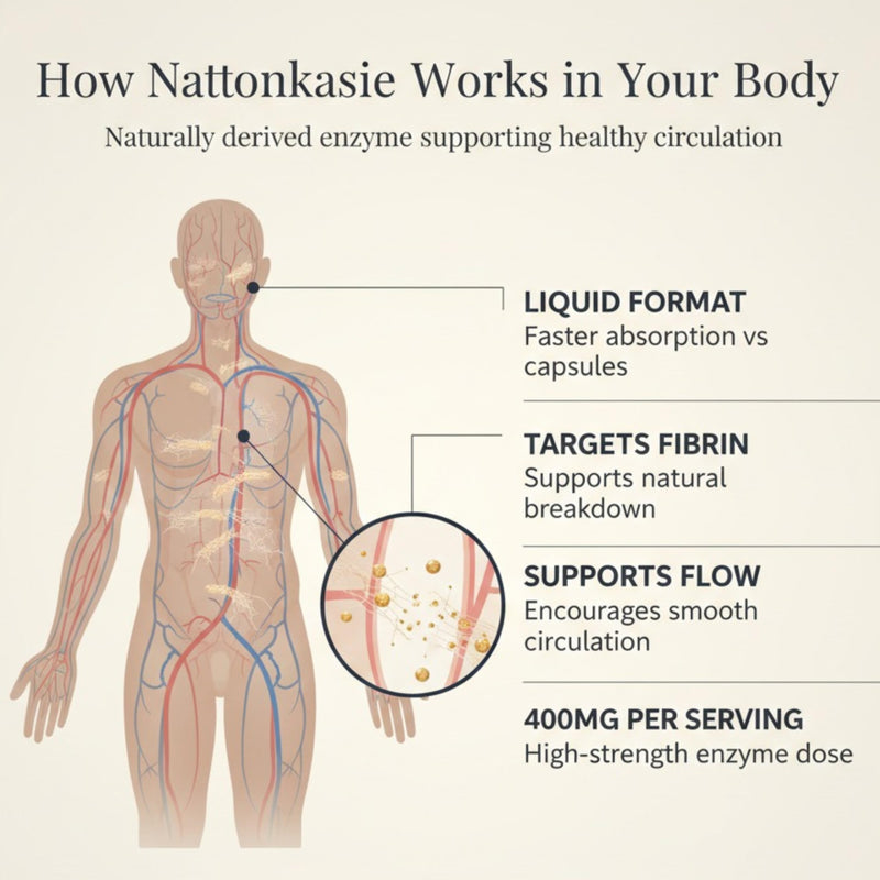 Nattokinase Liquid Drops 400mg, High Strength 98% Absorption, Natural Fermented Natto Enzyme Supplement, Supports Healthy Blood Pressure & Circulation, 60ml