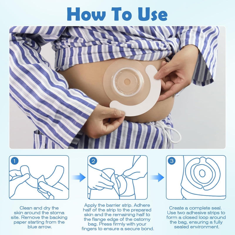 Tape Strips for Stoma Bags, 60pcs Ostomy Barrier Tape Strips for Stoma Bags, Breathable & Skin-Friendly Extenders Skin Barrier Tape - Stoma Care Product for Colostomy, Urostomy, Ileostomy Supplies