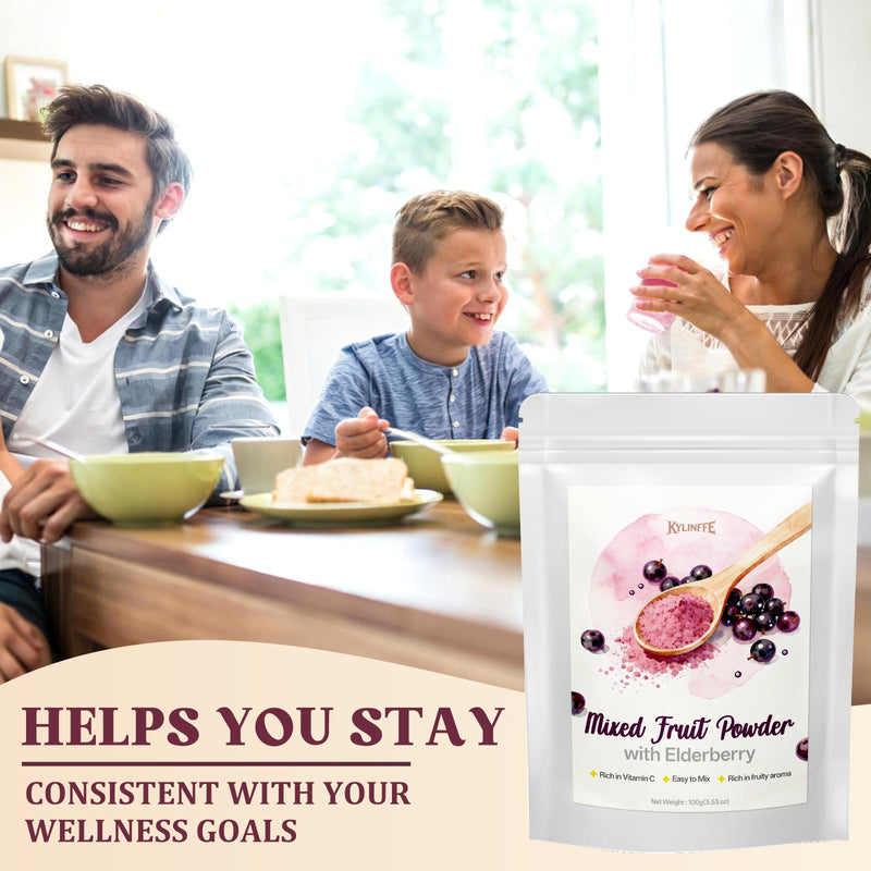 Elderberry Powder - Natural Non-GMO Fruit Blend, Sugar Free & No Additives, Ideal for Beverages, Smoothies & Drinks