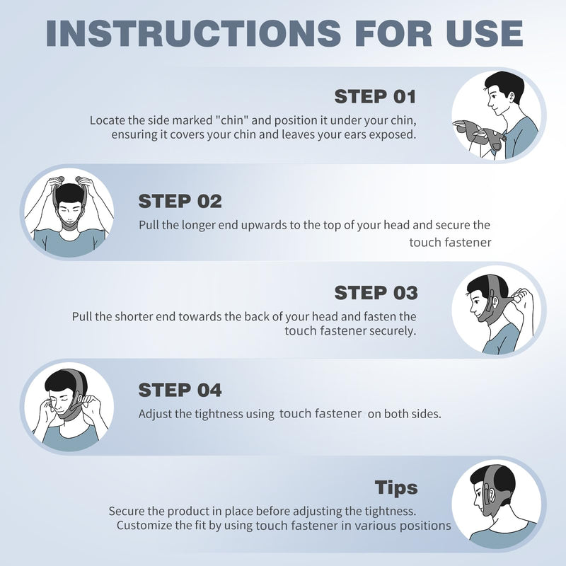 [Australia] - OHELEEP Anti Snore Chin Strap for CPAP Users, Snore Stopper Adjustable, Chin Strap for Sleeping Comfortable Stop Snoring Solution, Anti Snoring Devices Breathable and Reusable, Gray, M 1 