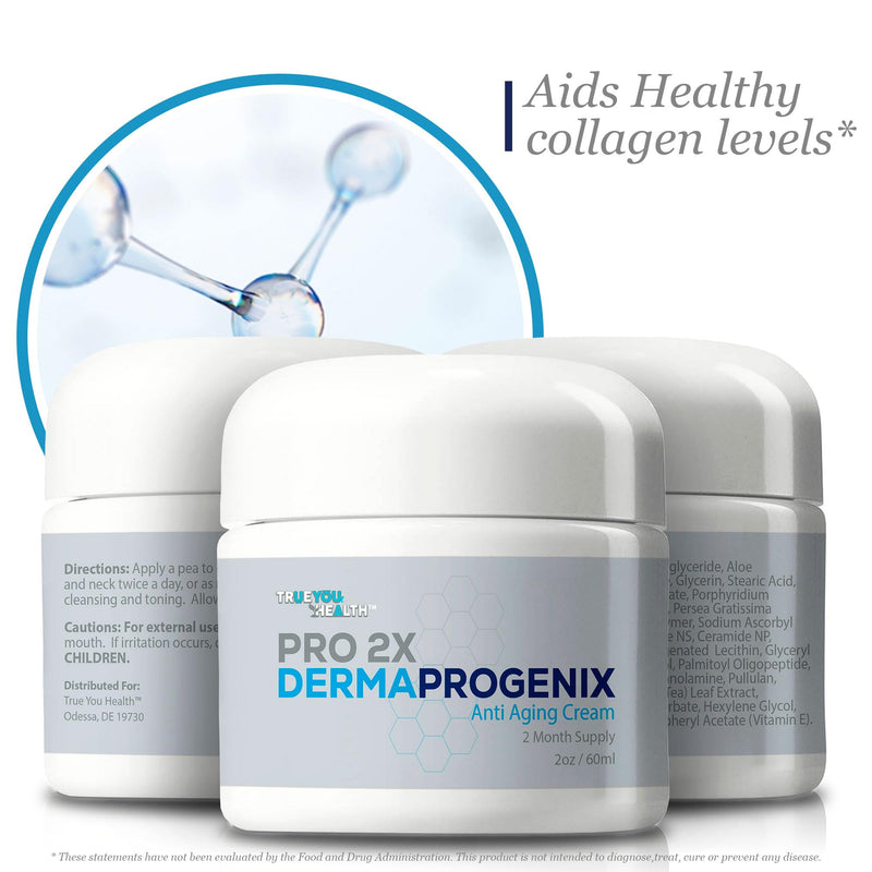 PRO 2X DERMA PROGENIX Cream - Anti Aging Cream - 2 Month Supply - Skin Firming Moisturizer with Vitamin C, Collagen, & Ceramides - Reduce Wrinkles Appearance - Improve Skin Tone, Texture, & Hydration