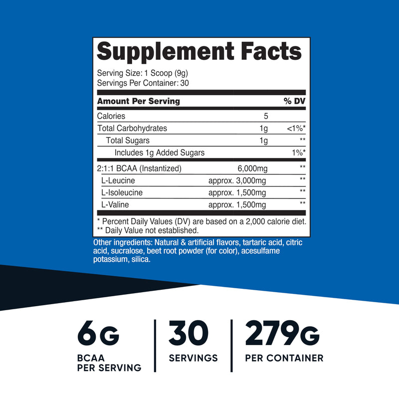 Nutricost BCAA Powder (Watermelon, 30 Servings) - Optimal 2:1:1 Ratio Watermelon 10 Ounce (Pack of 1)