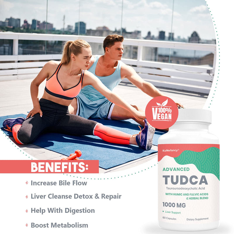 [Australia] - TUDCA Liver Supplements 1000 mg-Bile Salts for Liver Cleanse Detox-Milk Thistle Herbal Blend with Fulvic and Humic Acid for Liver,Digestive Health,120 Vegan Capsules 60 Count (Pack of 2) 