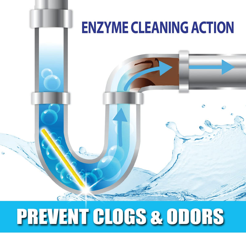 [Australia] - SANI 360° Sani Sticks Drain Cleaner and Deodorizer, Enzyme Pipe Cleaners, Eliminate Odors, Prevent Clogged Drains, Safe for Sinks, Bathtub Drains, Septic Tanks, 24 Count, Lemon Scent 