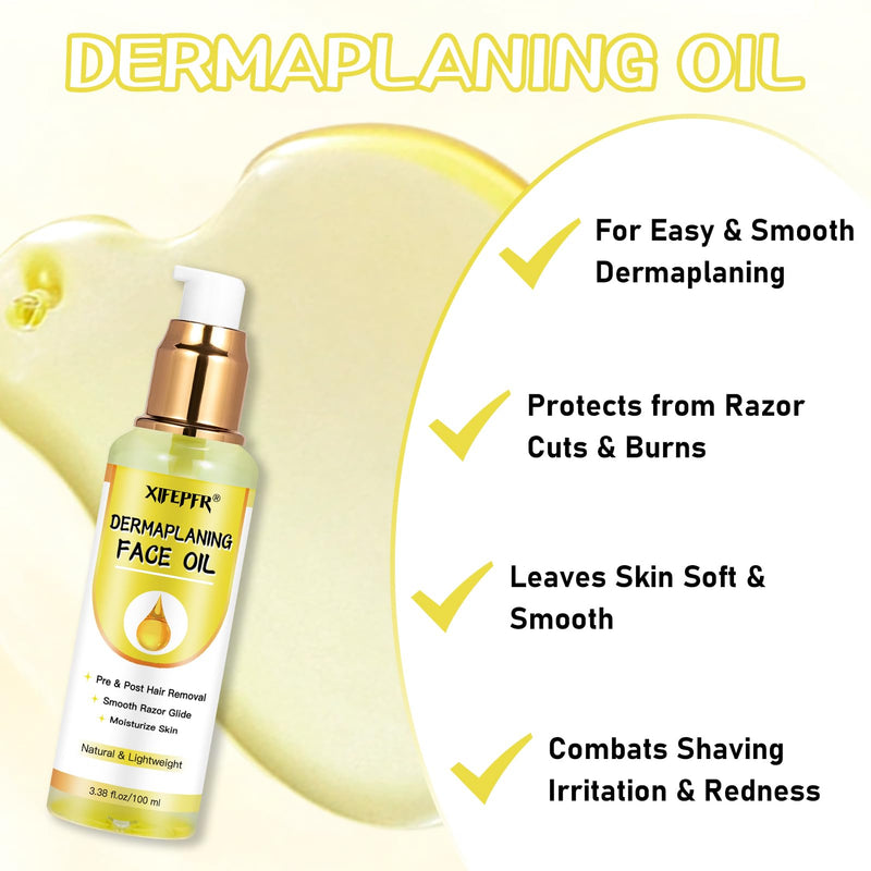 [Australia] - Dermaplaning Kit, Dermaplane Oil with Dermaplaning Tools, Shave Oil for Women, Softens Area Pre Shave & After Shave, Use with Face Razor, Face Shaver, Eyebrow Razor, Microblade 