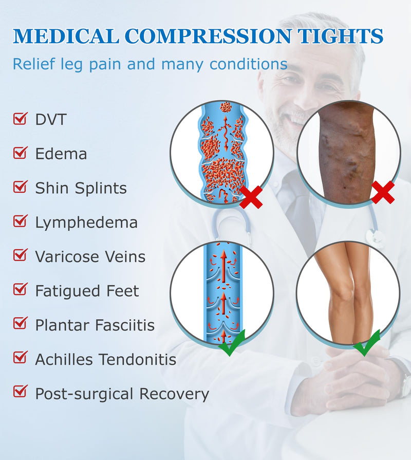 [Australia] - MGANG Medical Compression Pantyhose for Women & Men, Closed Toe, Opaque, Waist High Compression Circulation Leggings, 15-20 mmHg Firm Support Compression Hose for Varicose Veins, Edema, DVT, Beige XL X-Large 15-20mmhg Beige Closed-toe 