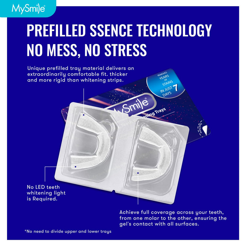 MySmile Prefilled Teeth Whitening Trays Kit, with 12% Hydrogen Peroxide Whitening Gel to Teeth Whitening for Sensitive Teeth, No Mess U-Wrap Design, Fast-Result, Enamel-Safe, Mint Flavor, 7 Treatments