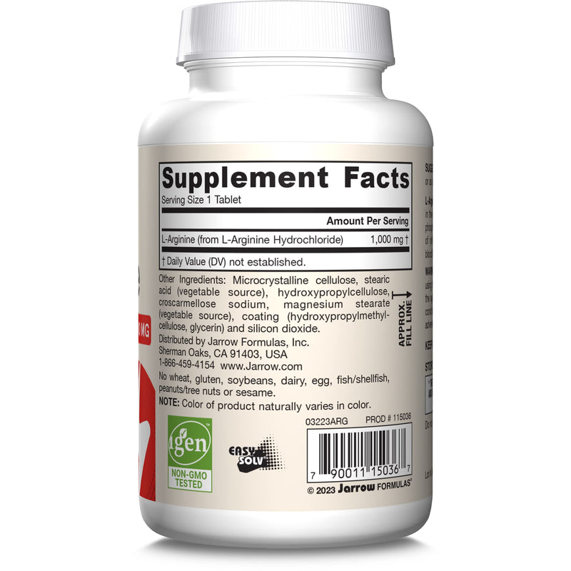 [Australia] - Jarrow Formulas¬Æ Arginine 1000 mg, Dietary Supplement, Supports Nitric Oxide Production, Supports Protein Synthesis, 100 Tablets, Up to 100 Day Supply 100 Count (Pack of 1) 
