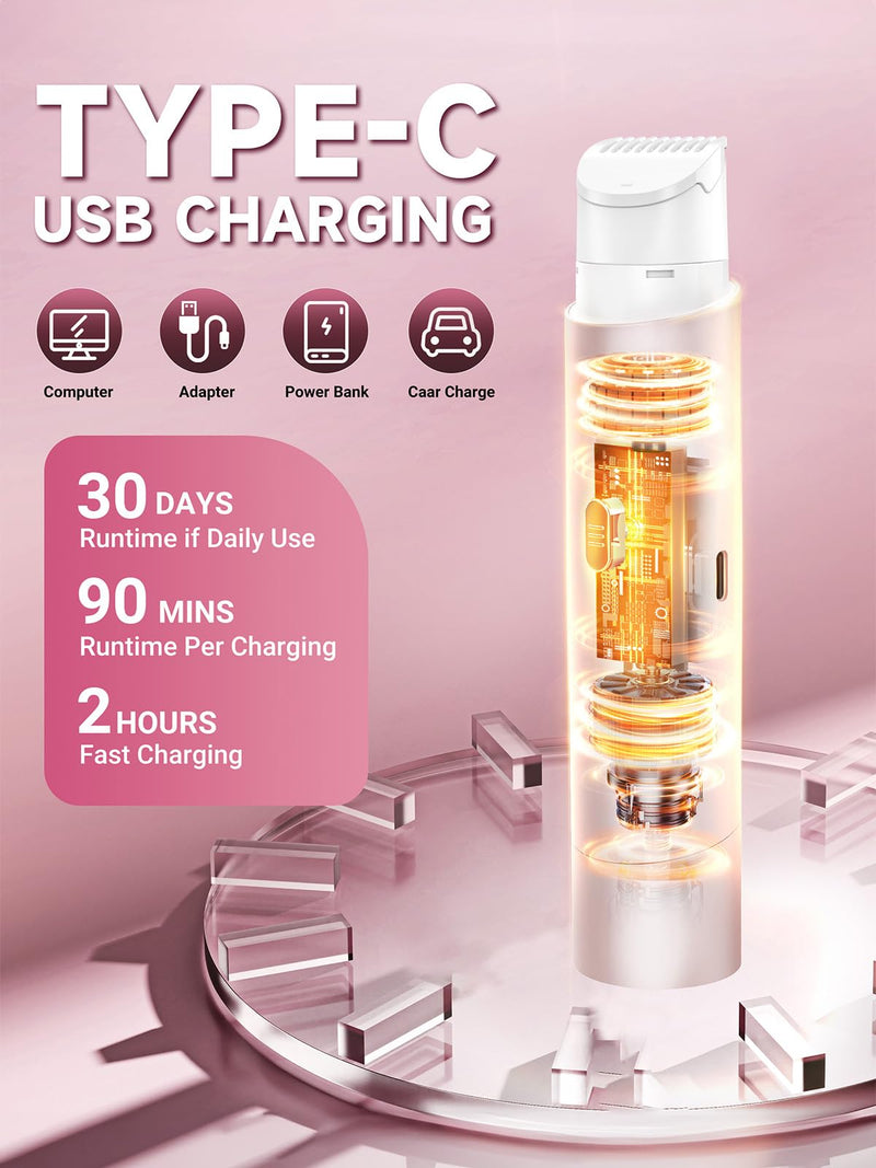 [Australia] - Bikini Trimmer for Women,Shaver with Dual Heads for Body Pubic Hair,Electric Razors for Women,Facial Razor for Travel,IPX7 Waterproof,Smooth Ceramic Blade for Underarm Body Leg Face (Mist Pink) Mist Pink 