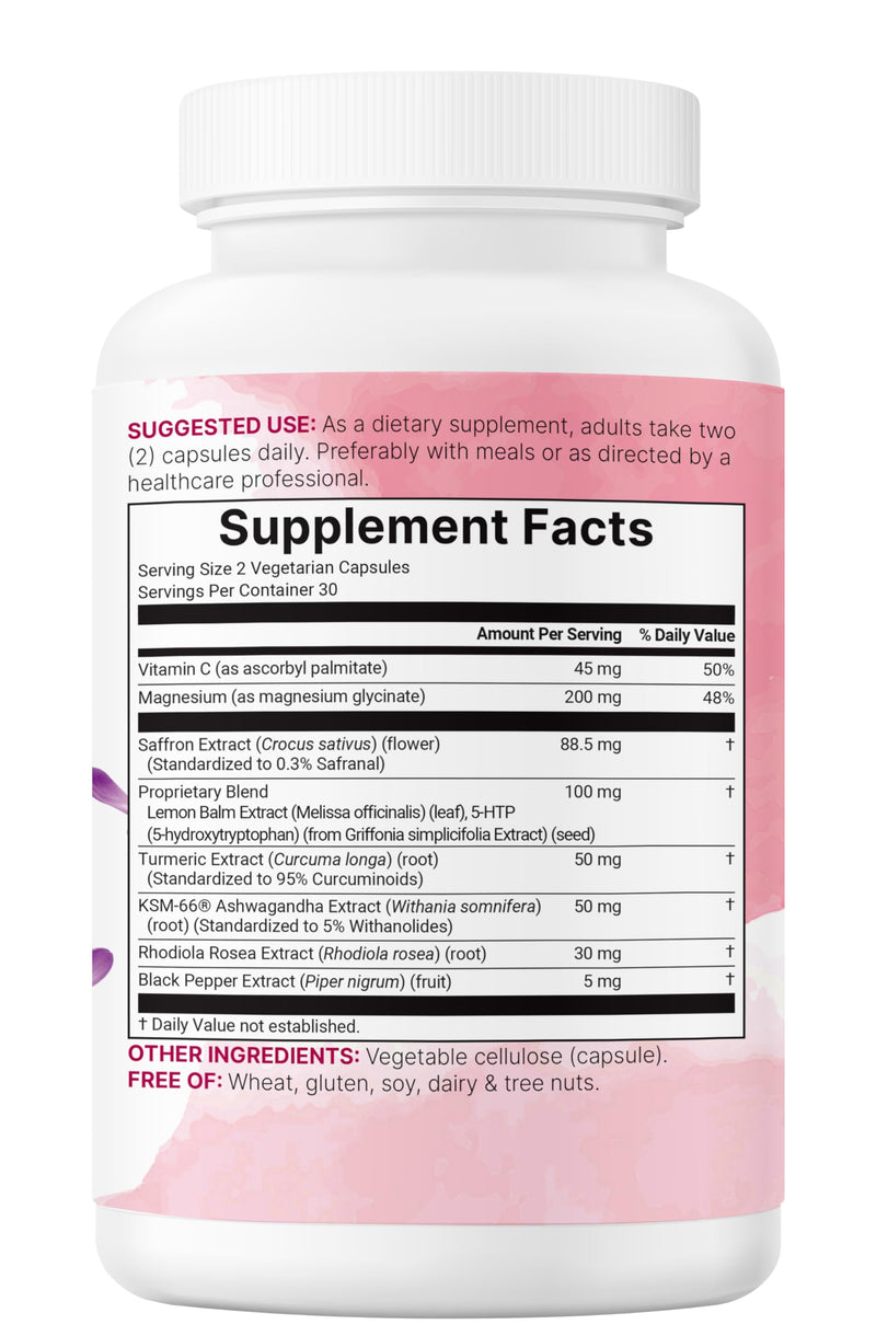 [Australia] - Saffron+ Advanced Supplements, 60 Veggie Capsules | 10-in-1 with Saffron Extract, High Absorption Fat-Soluble Vitamin C, Magnesium, Turmeric & KSM-66 Ashwagandha| Mood & Energy Support* | Filler Free 