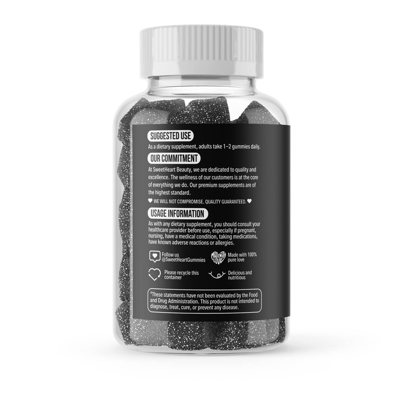 [Australia] - Activated Charcoal Gummies - Natural Coconut Shell Charcoal Gummy Supplements for Detox Support, Stomach Bloat & Oral Health - Gluten Free, Vegan & Pectin Based - Acai Flavor, 60 Count 