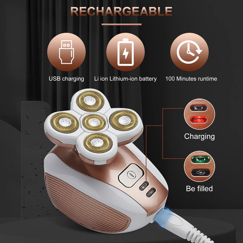 [Australia] - Electric-Razor-for-Women-Shaver Rechargeable Rotary Waterproof Painless Trimmer Cordless Hair Remover with Detachable Head Wet Dry Use for Womens Legs Face Lips Pubic Hairs Bikini Body 