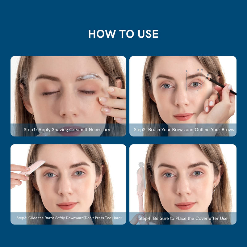 [Australia] - Eyebrow Razors for Women, Replaceable Face Razors kit, Dermaplane Shaving Tool for Men & Women, Face Razors for Peach Fuzz and Hair Removal, 4pcs Replacement Blades Available pink 2 