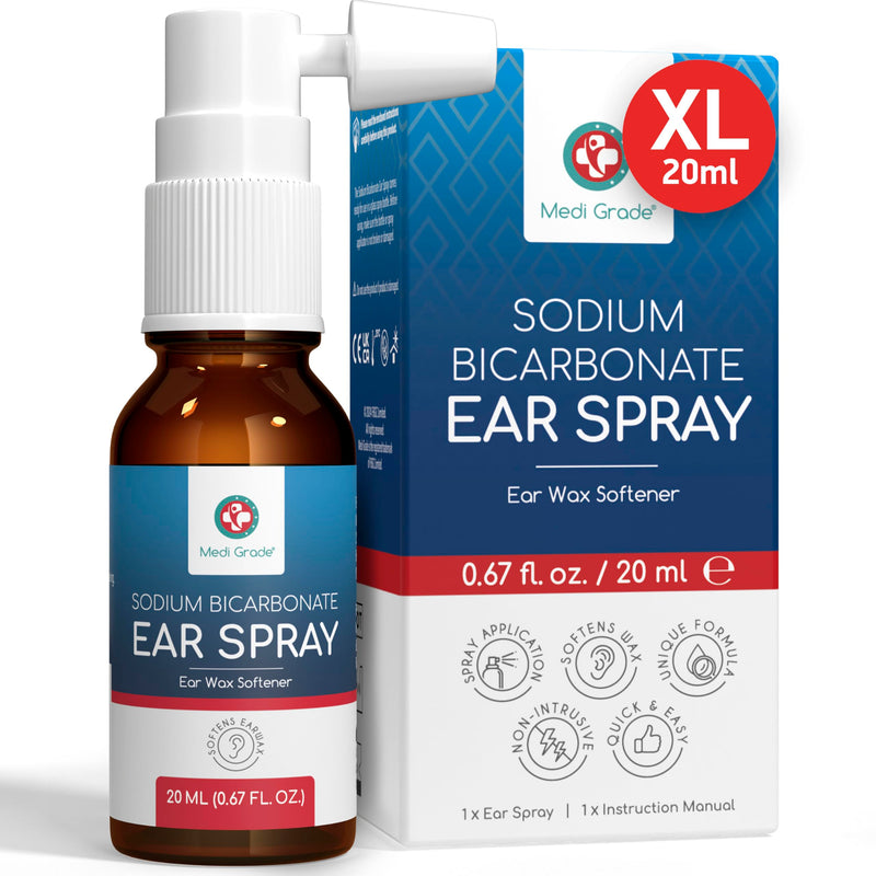 [Australia] - Medi Grade Earwax Remover Spray - Natural Sodium Bicarbonate Ear Cleaner Spray for Blocked Ears, Earwax Removal - 20ml Bottle with Over 50 Ear Spray for Easy Use 