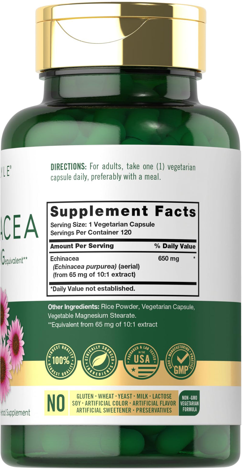 Carlyle Echinacea Capsules 650mg | 120 Count | Non-GMO & Gluten Free Supplement