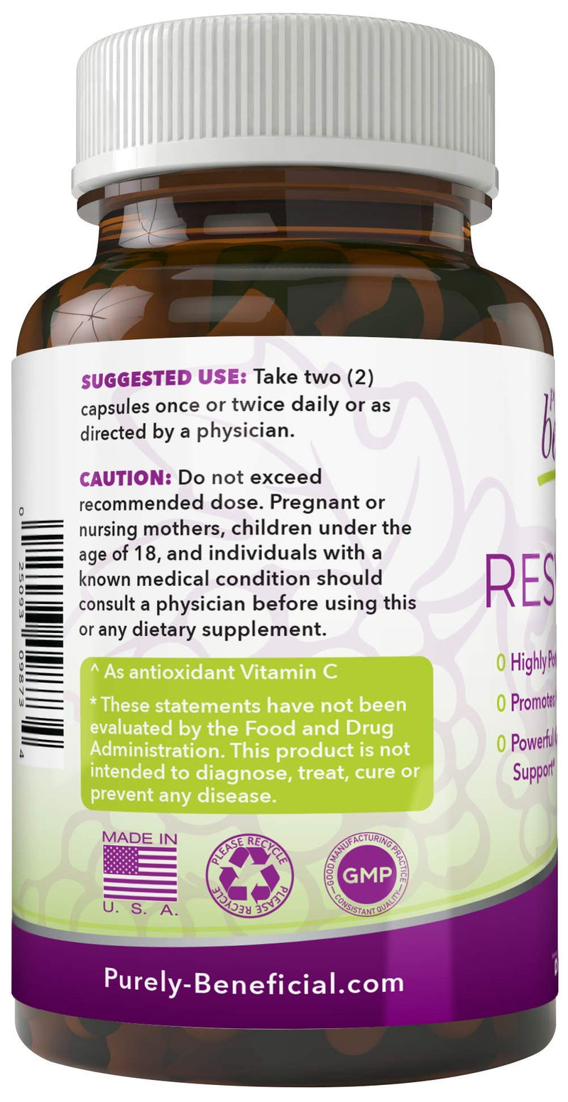 [Australia] - PURELY beneficial RESVERATROL1450-90day Supply, 1450mg per Serving of Potent Antioxidants & Trans-Resveratrol, Promotes Anti-Aging, Cardiovascular Support, Maximum Benefits (1bottle) 