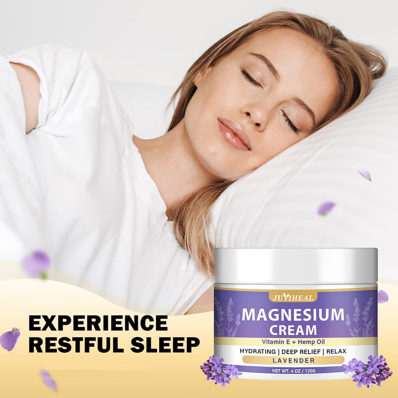 Magnesium Cream – Topical Magnesium Lotion with Lavender, Hemp Seed Oil, Vitamin E & Shea Butter – Relaxation Formula – Safe for Kids & Adults – 4 oz
