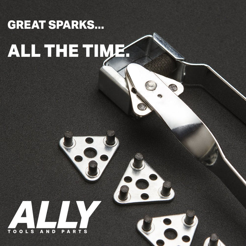 [Australia] - Ally Tools Triple Flint Striker with 9 Rotatable Triple Flints - Long Lasting Triple Flints Perfect as a Welding Striker, Flint Lighter, Torch Striker, Spark Lighter, Striker Lighter, and Striker 