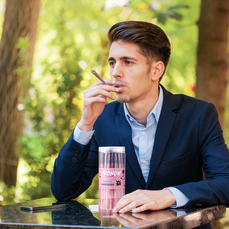 [Australia] - Pink Pre rolled Cones 50 PACKS - 4.25inch Classic King Size Rolling Paper With Packing Sticks and Tips- Pink Cones Rolling Paper (50Packs) 50packs 